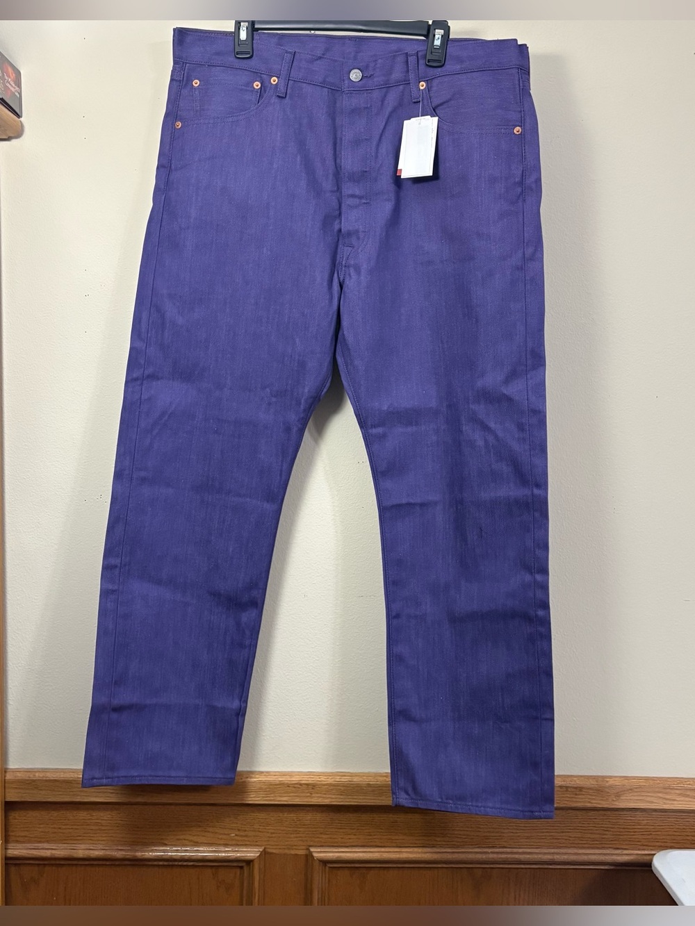 NWT MENS LEVI’s 501 raw unwashed DENIM PURPLE JEANS 38x30